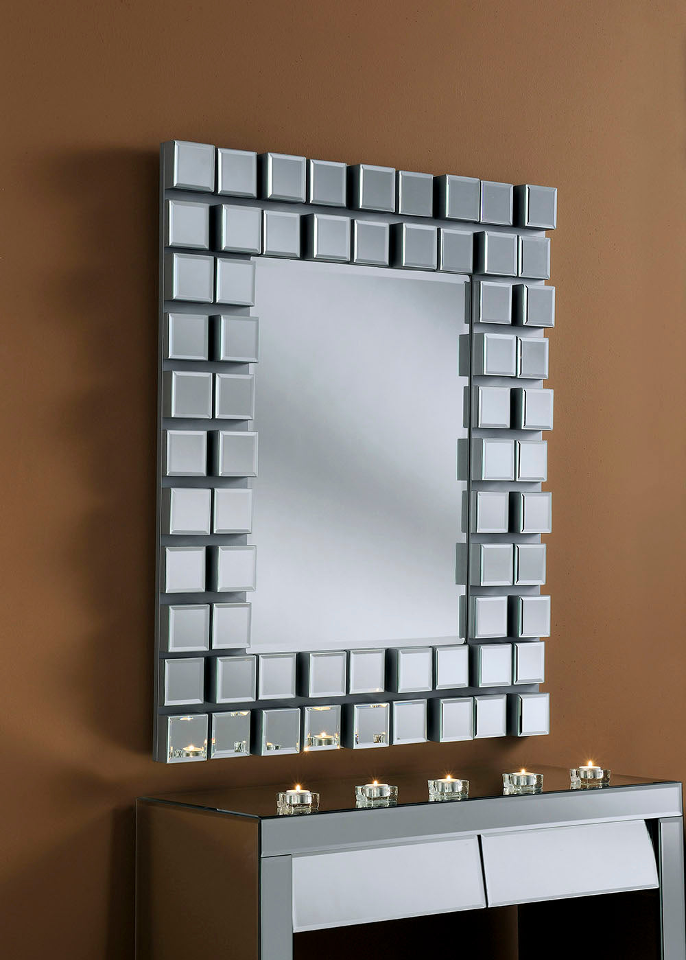 3D Cube Grey Mirror