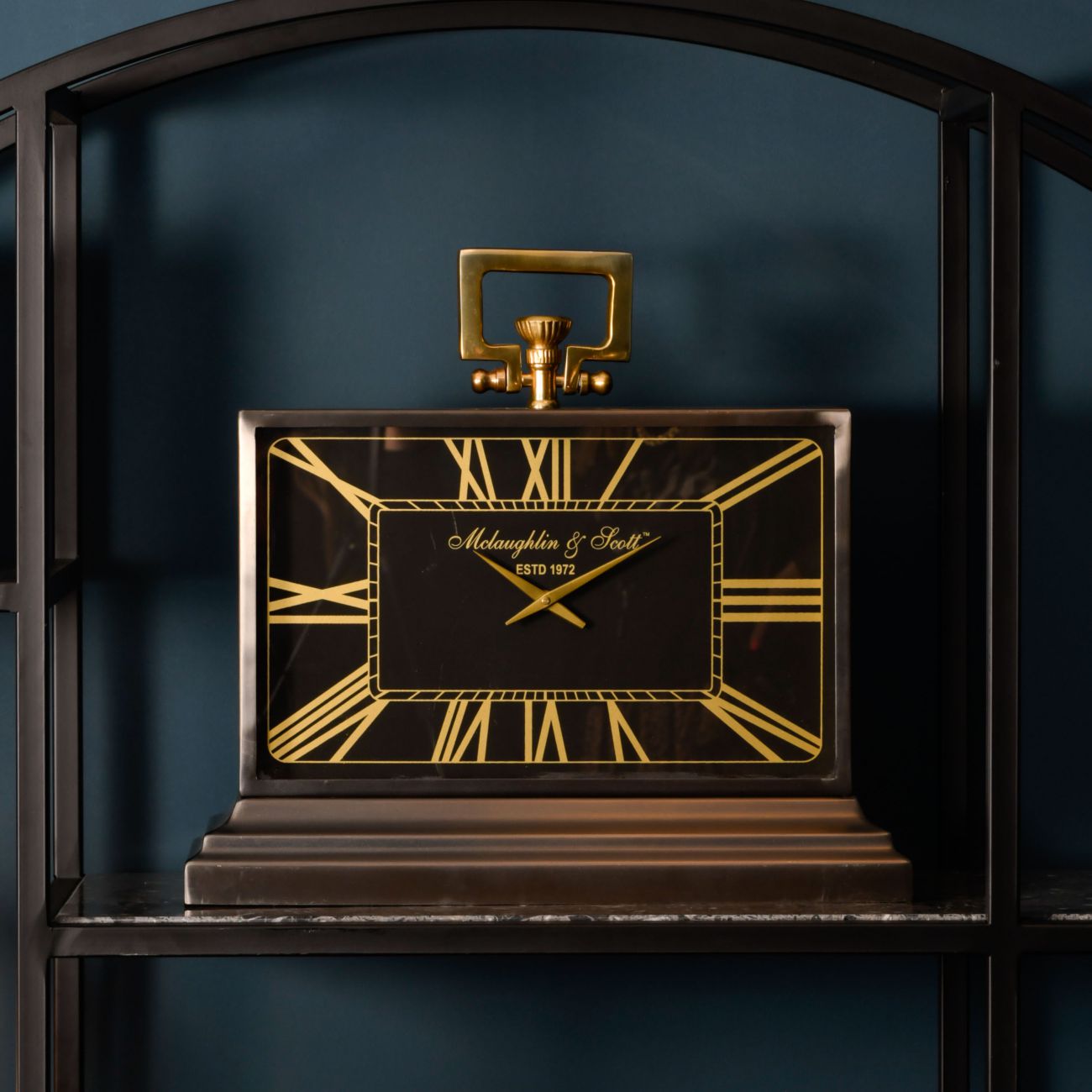 Latham Medium Black And Gold Aluminium Rectangular Clock