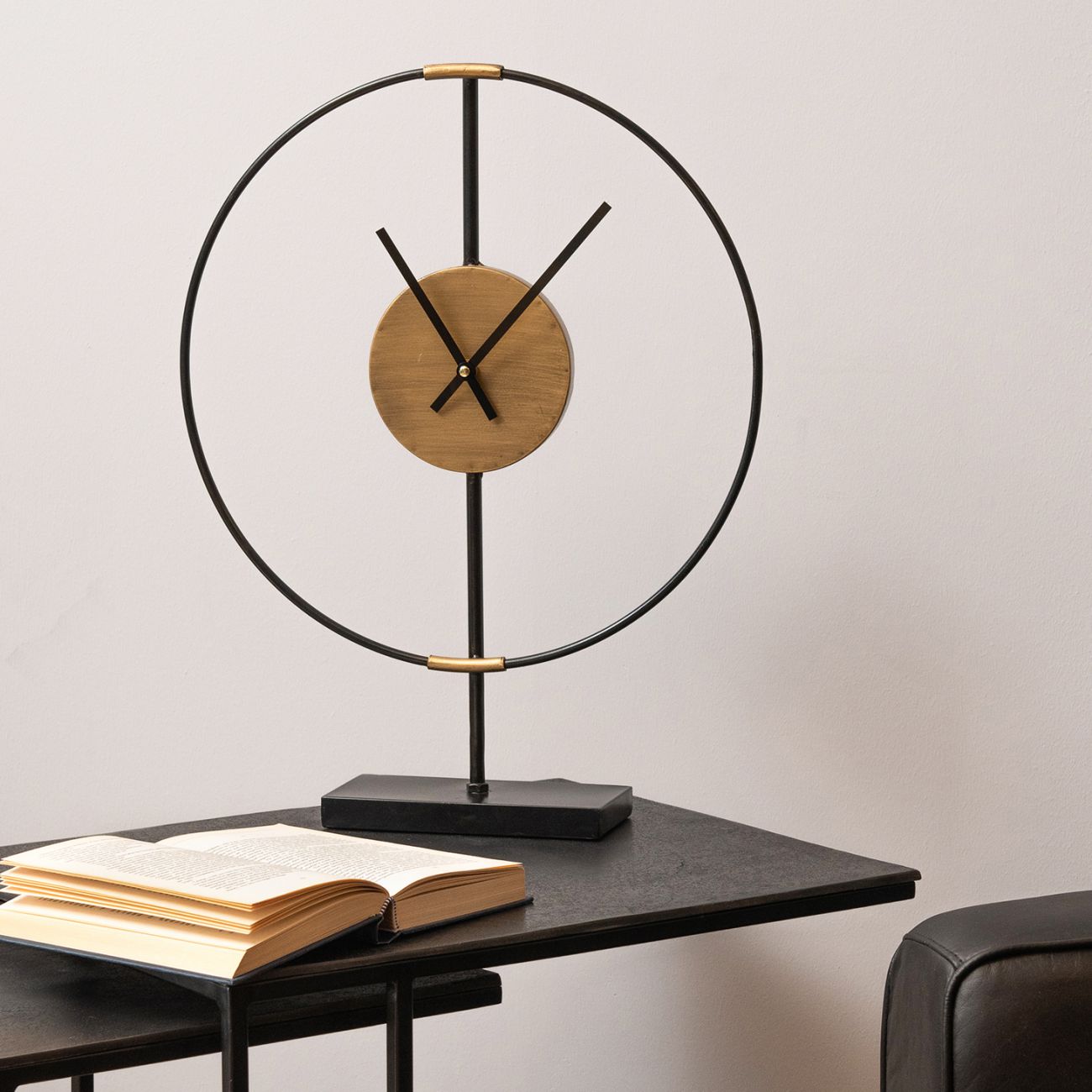 Brass And Black Framed Mantel Clock