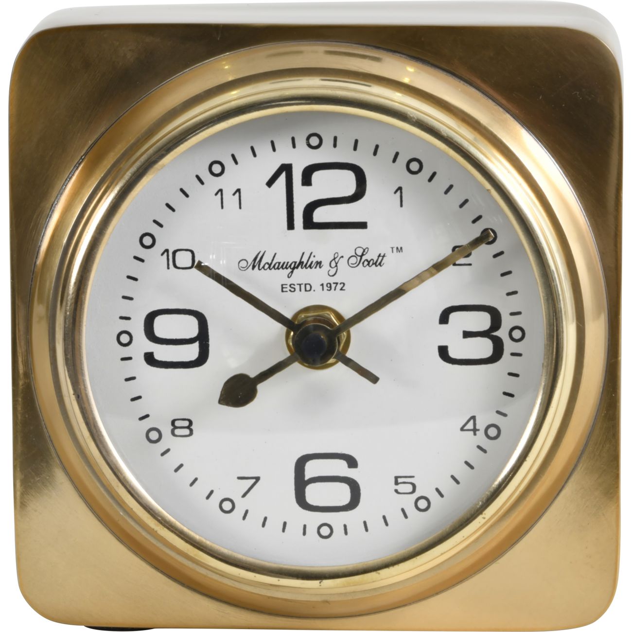 Thompson Solid Aluminium Gold Square Carriage Mantel Clock