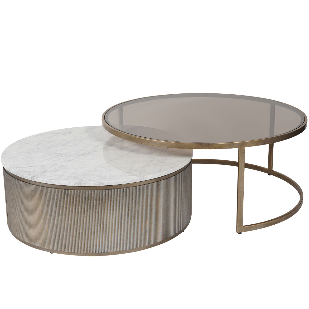 Brompton White and Gold Set of 2 Nesting Coffee Tables
