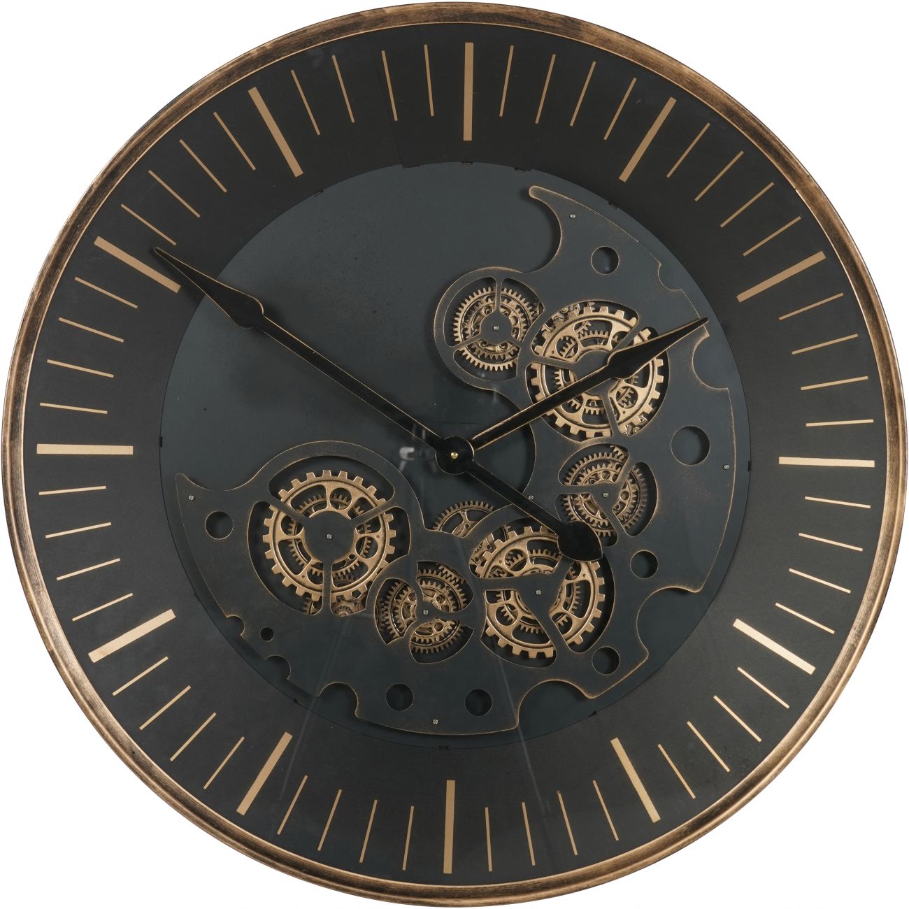 Palladium Wall Clock with Moving Dials - 80cm Brass