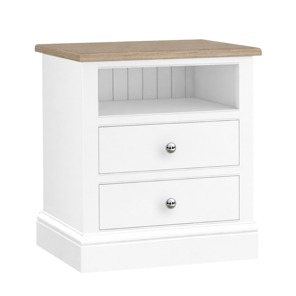Hardwick Bedside 2 Drawer Open Top