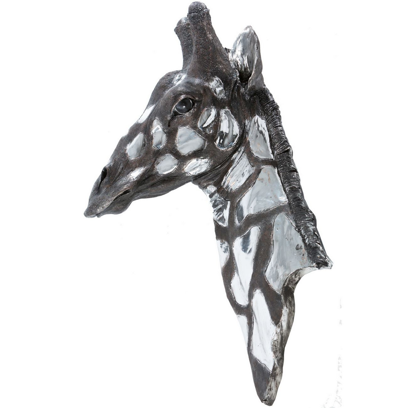 Dappled Silver Giraffe Head Wall Plaque