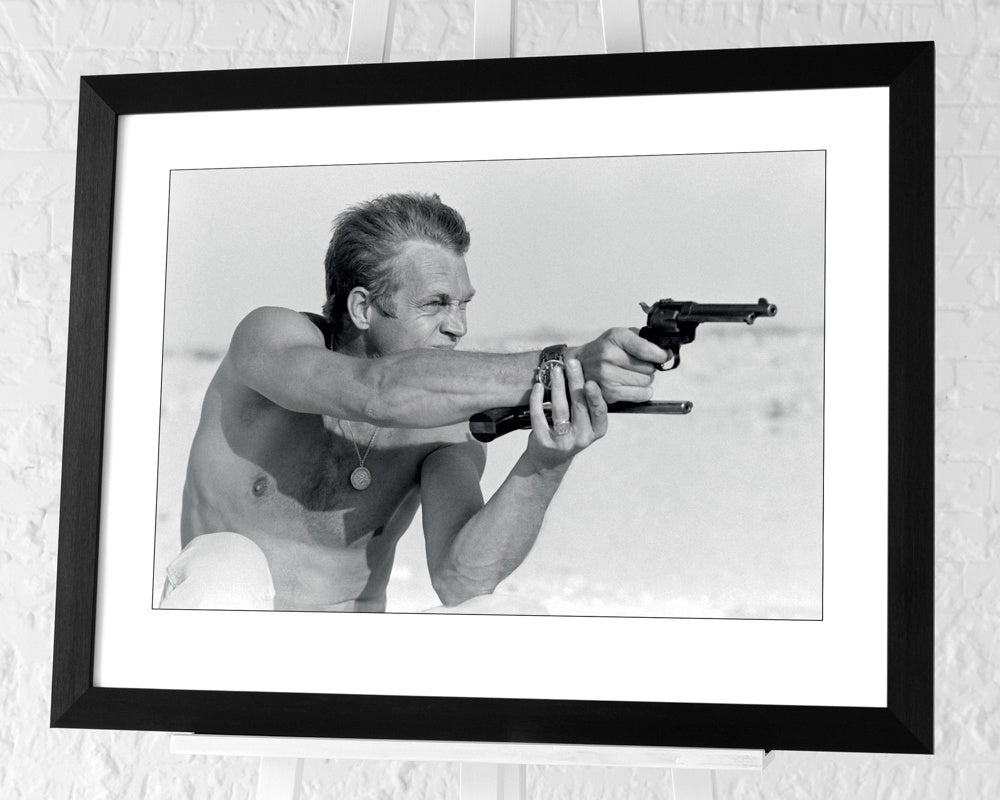 Steve McQueen Pistols Print in Black Frame - Pavilion Interiors