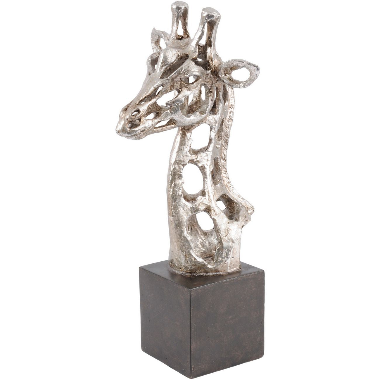 Addo Abstract Giraffe Head Sculpture in Silver Resin