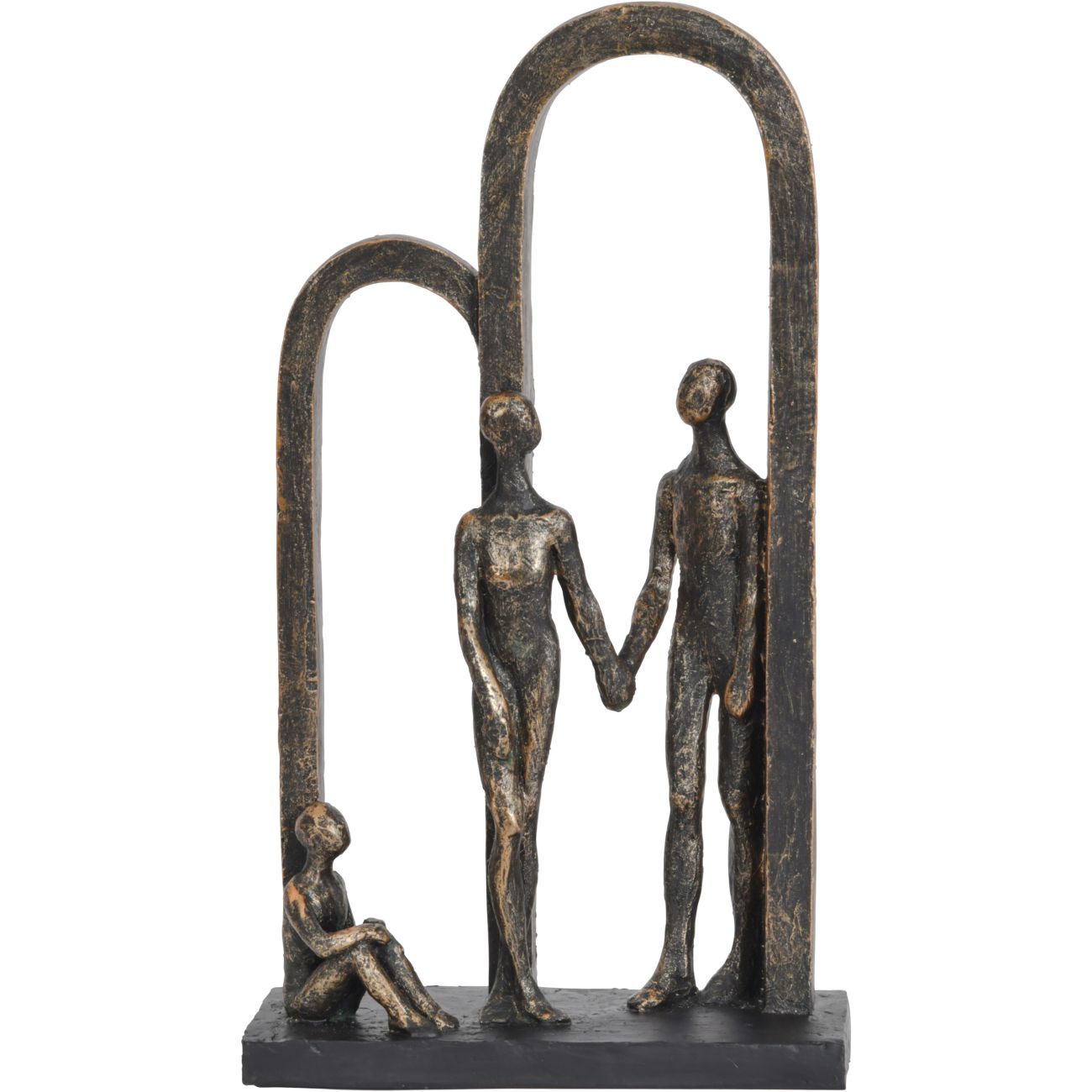 Antique Bronze Family in Arches Sculpture Small