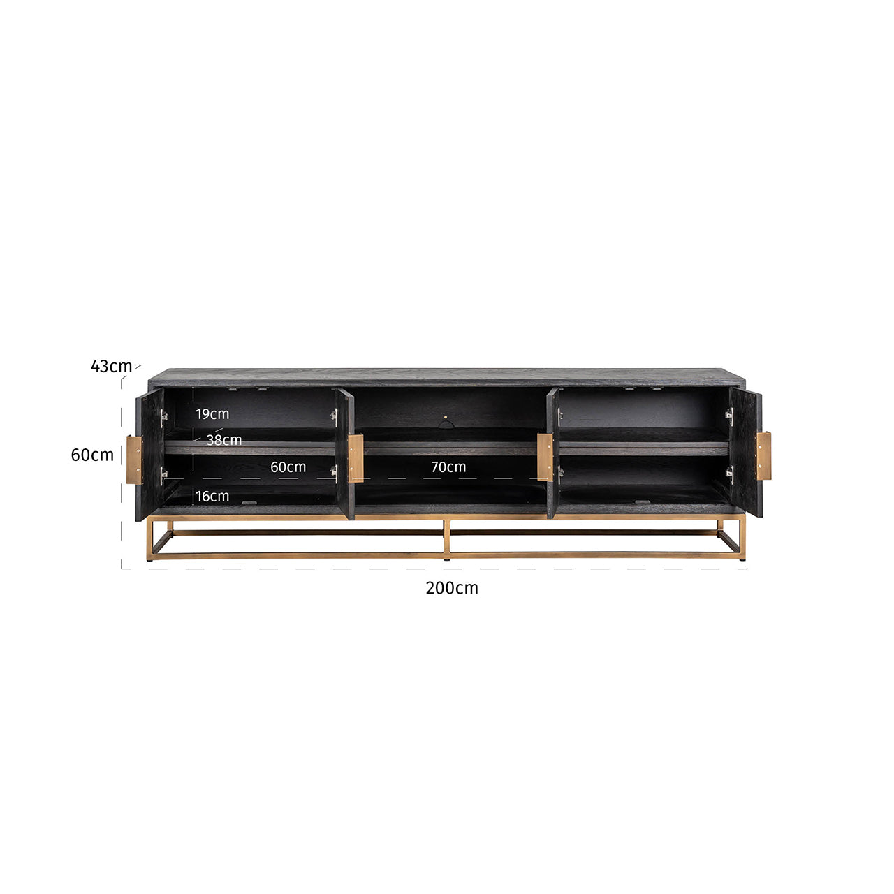 Arundel Brass TV Unit - Pavilion Interiors