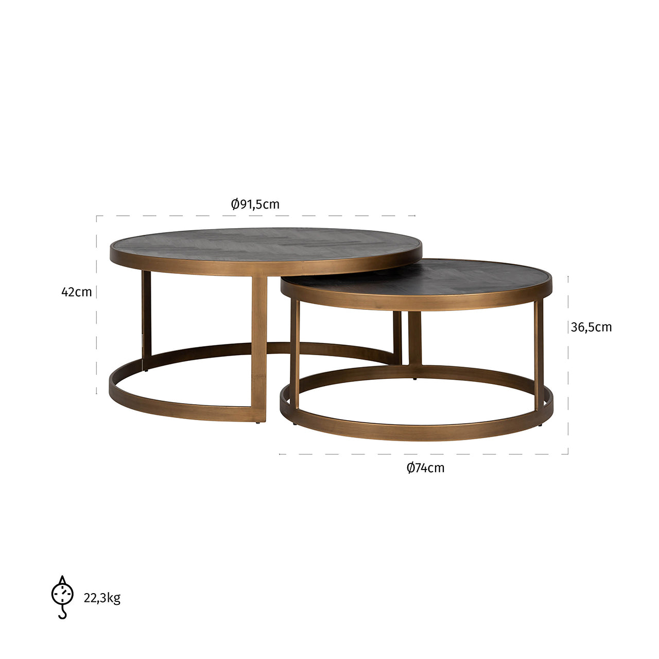 Arundel Brass Nest of 2 Coffee Tables - Pavilion Interiors