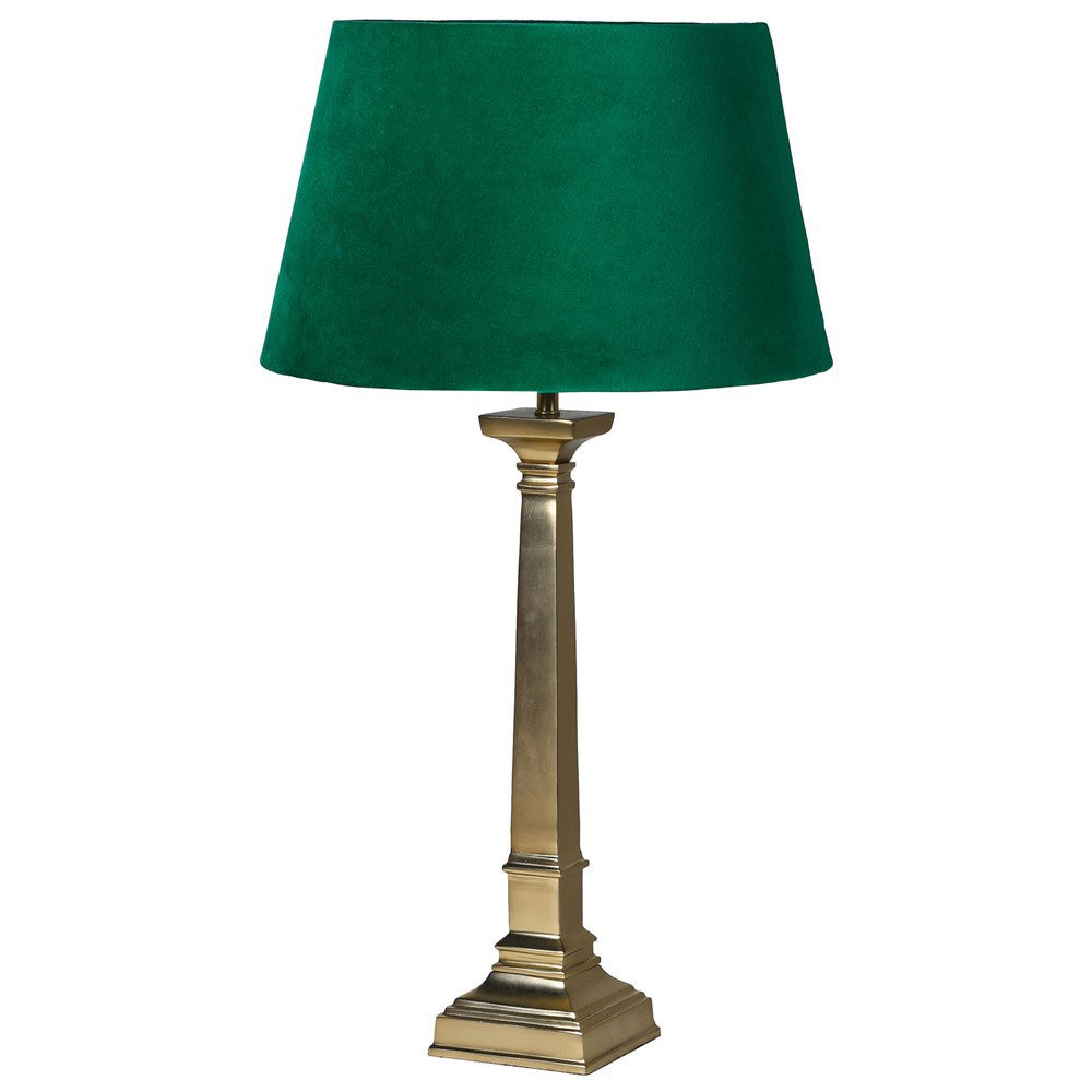 Brass Table Lamp with Green Velvet Shade