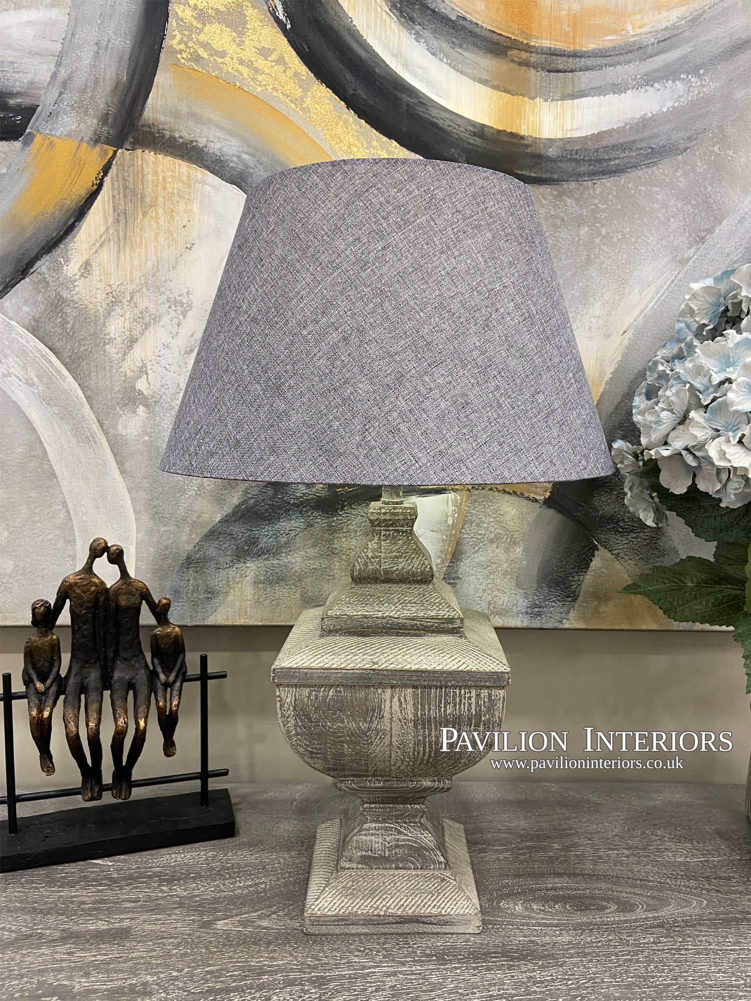Block Table Lamp Grey - Pavilion Interiors