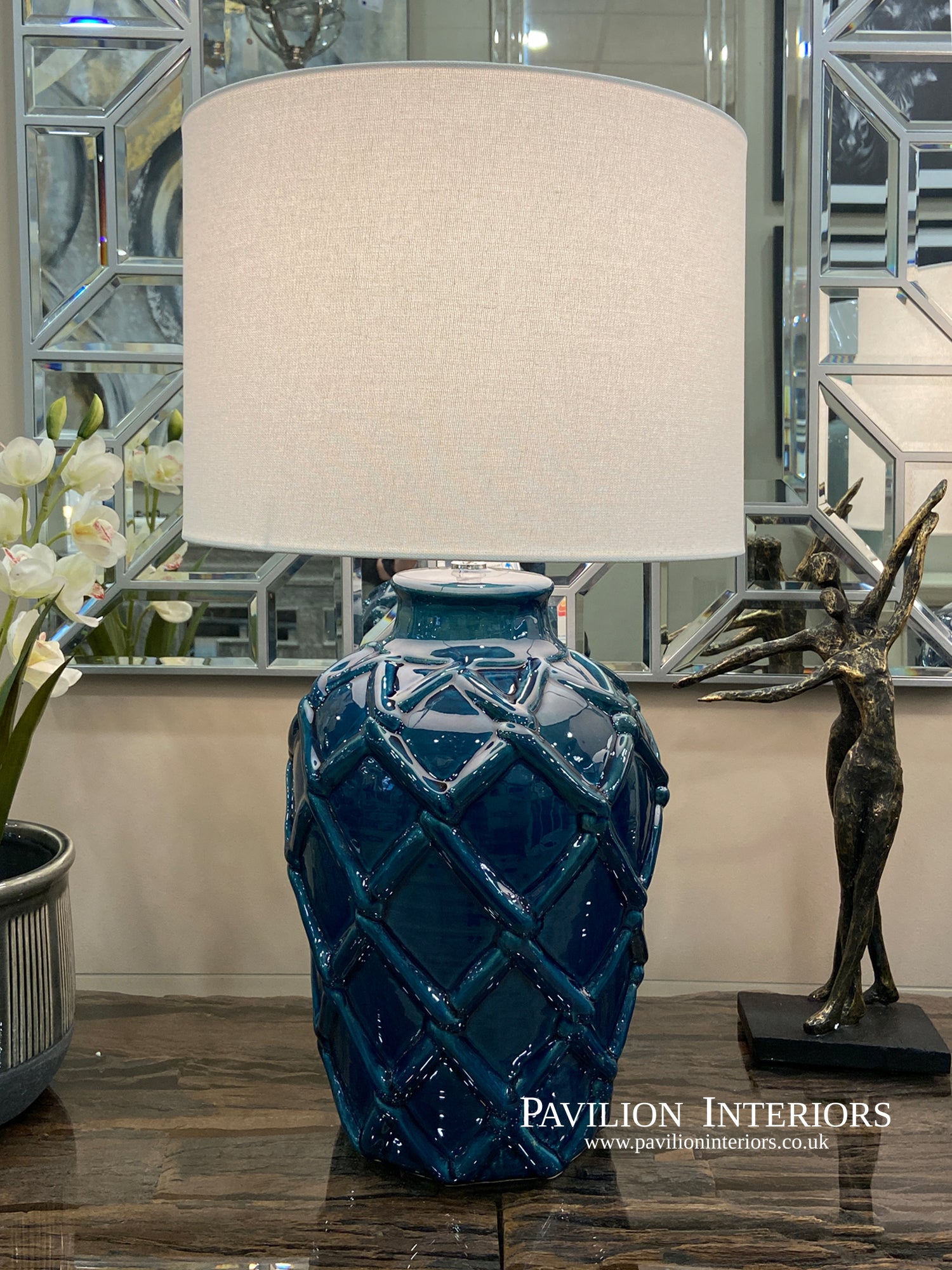 Blue Ceramic Table Lamp - Pavilion Interiors
