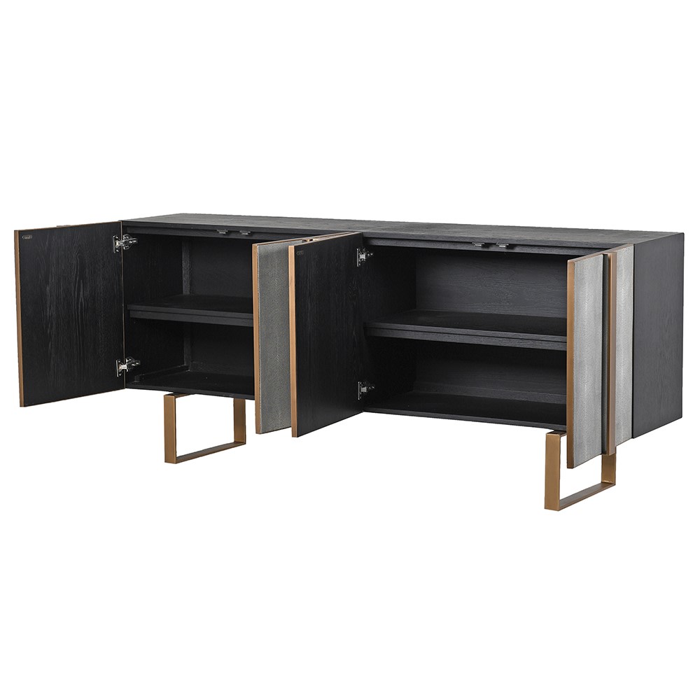 Tokyo Oak & Shagreen 4 Door Sideboard