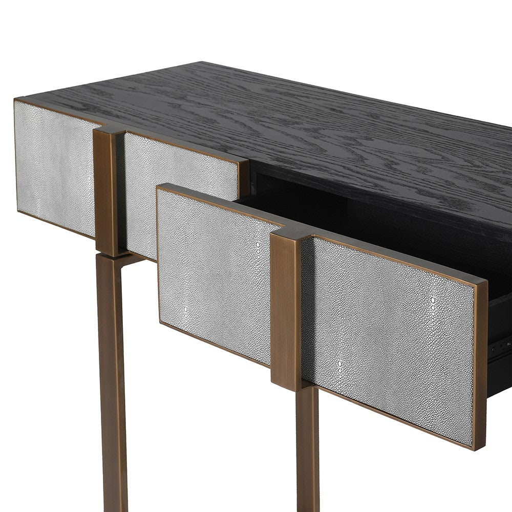 Tokyo Oak & Shagreen 3 Drawer Console Table