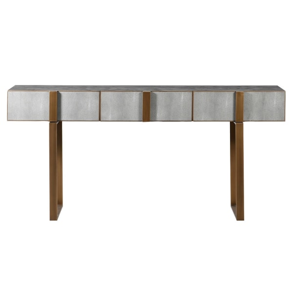 Tokyo Oak & Shagreen 3 Drawer Console Table