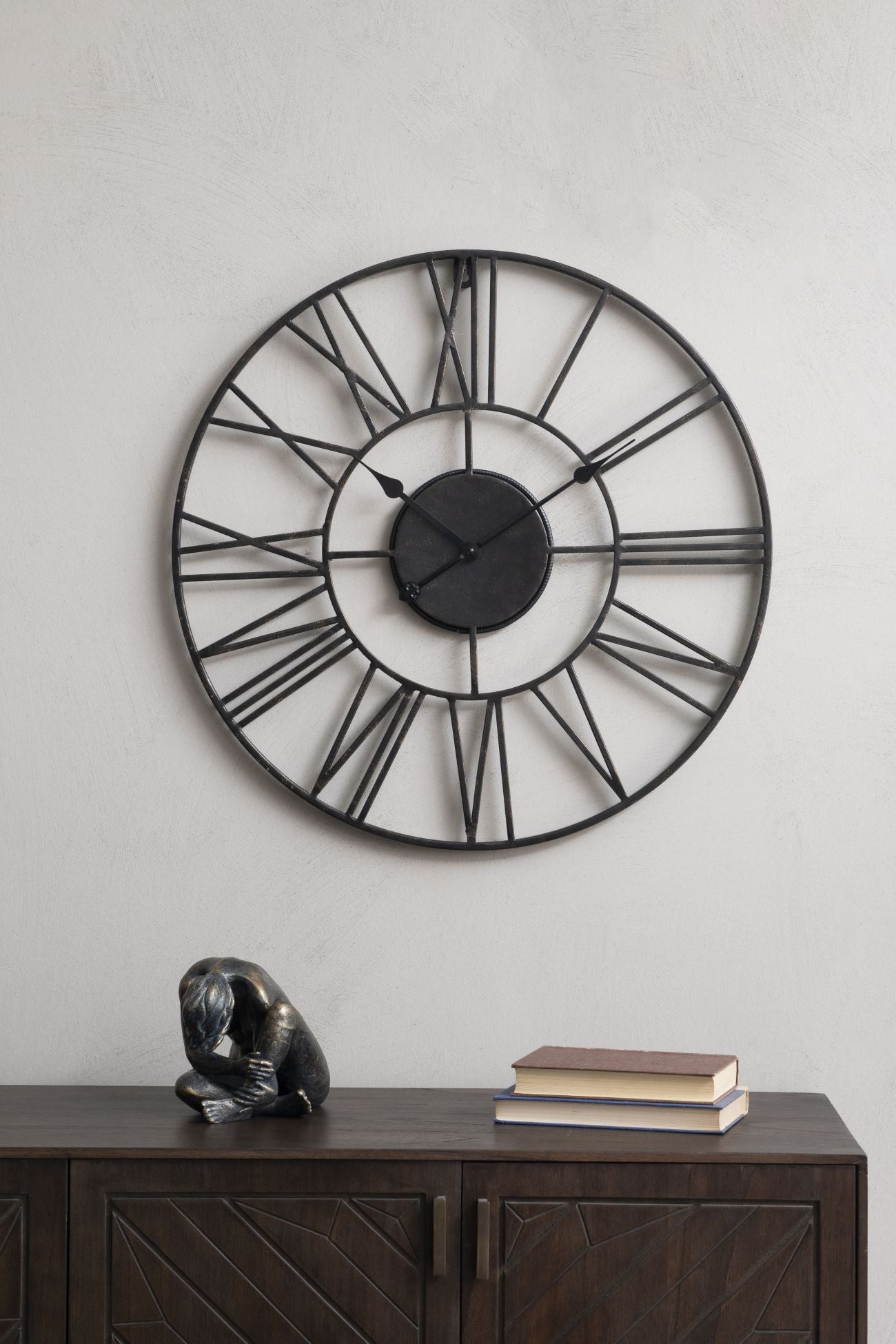 Iconic Antique Black Outdoor Skeletal Wall Clock