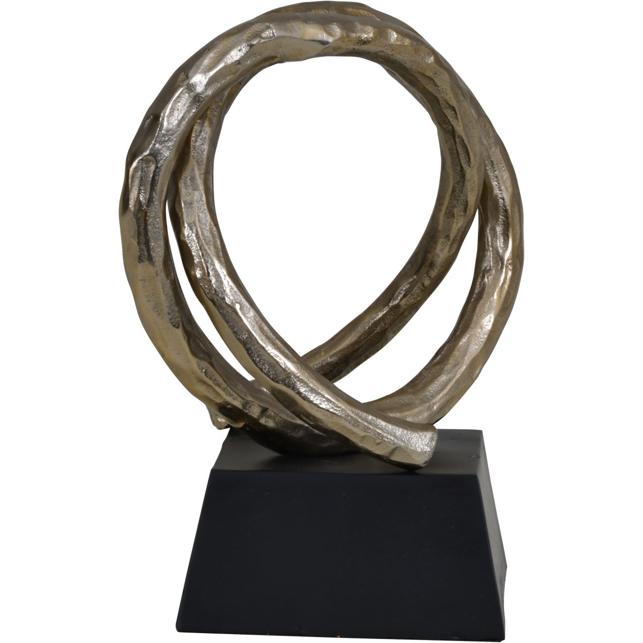 Savoy Champagne Gold Aluminium Entwined Sculpture on Black Metal Base