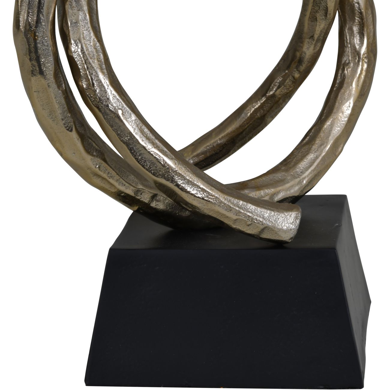 Savoy Champagne Gold Aluminium Entwined Sculpture on Black Metal Base