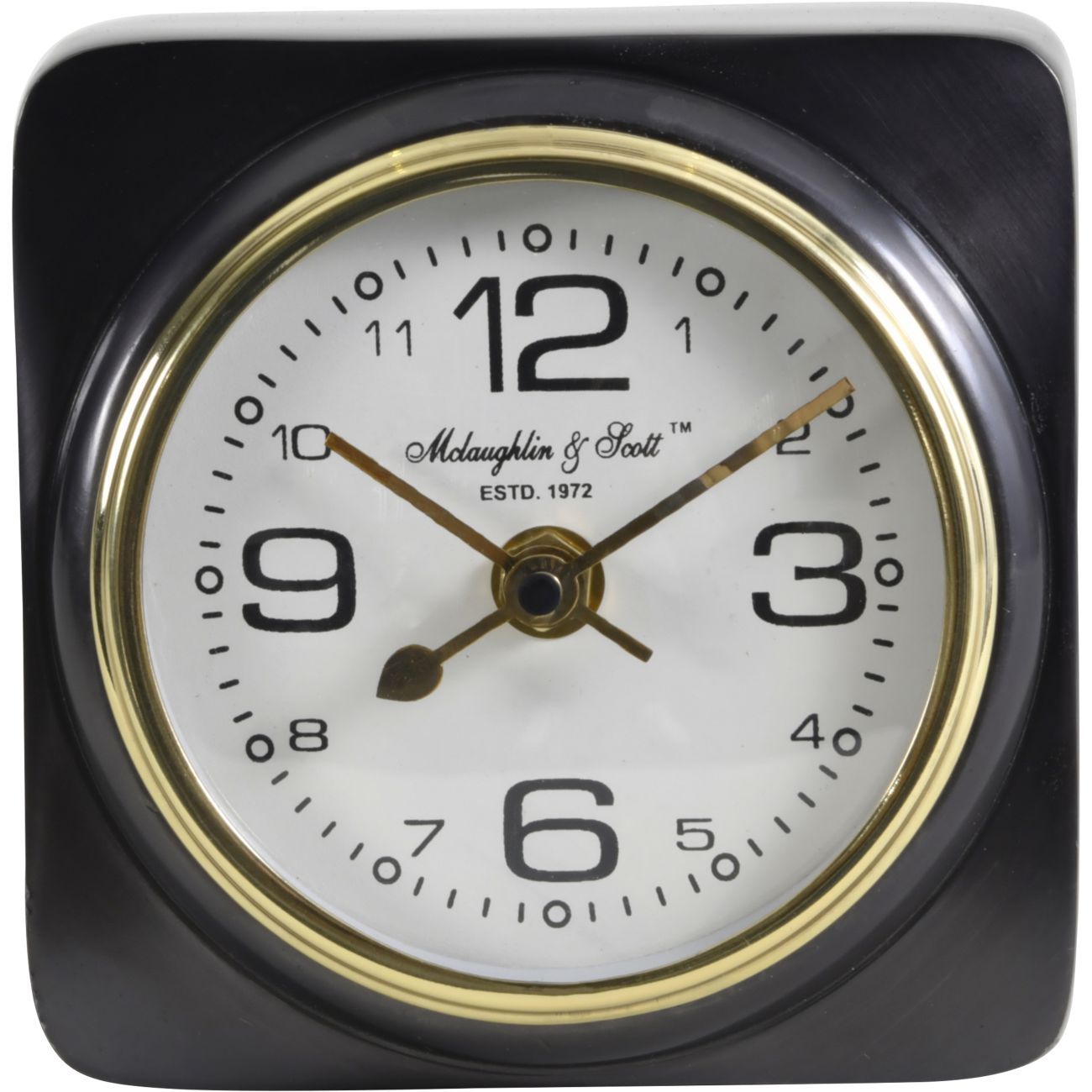 Thompson Solid Aluminium Black Square Carriage Mantel Clock