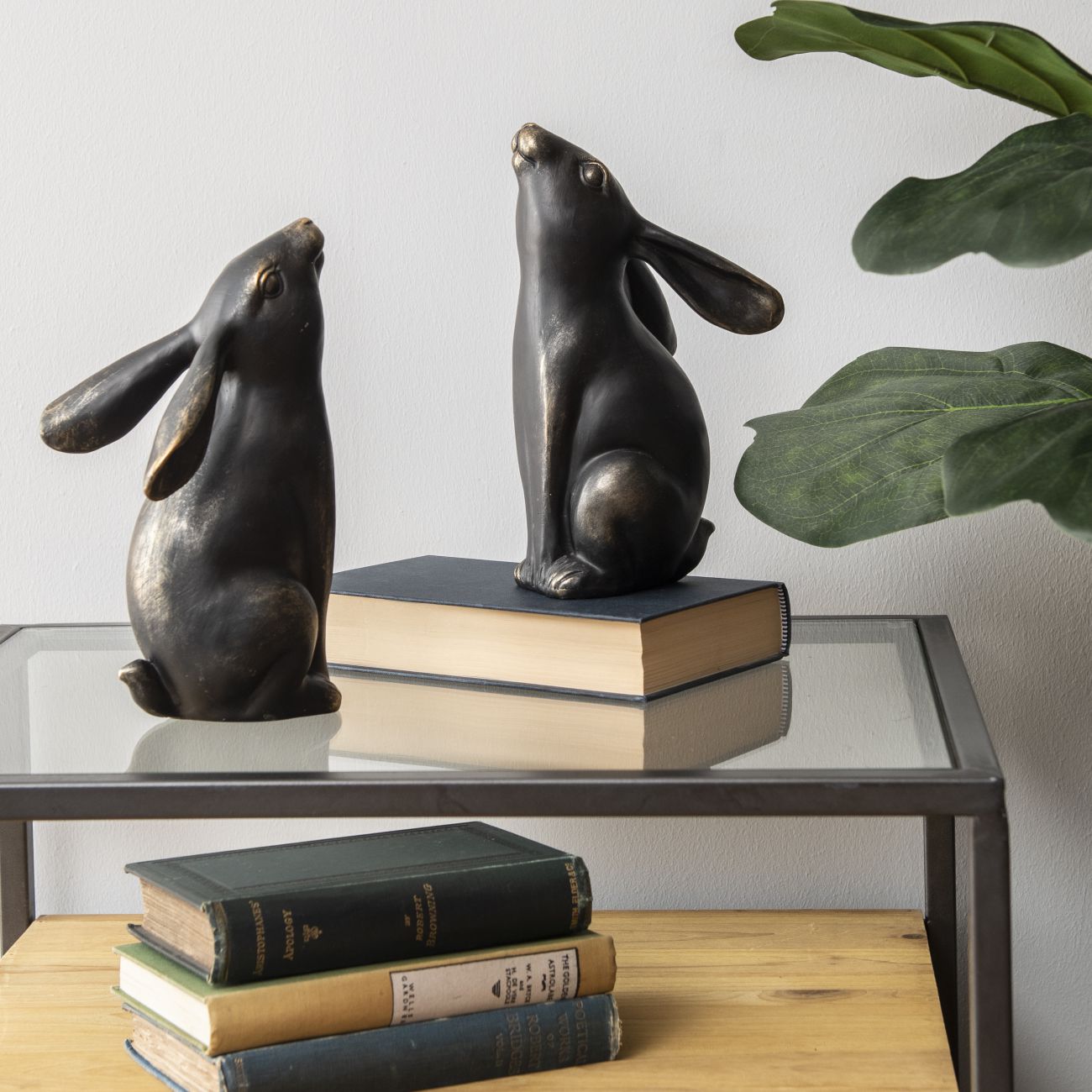 Bronze Hare Pair Sculpture