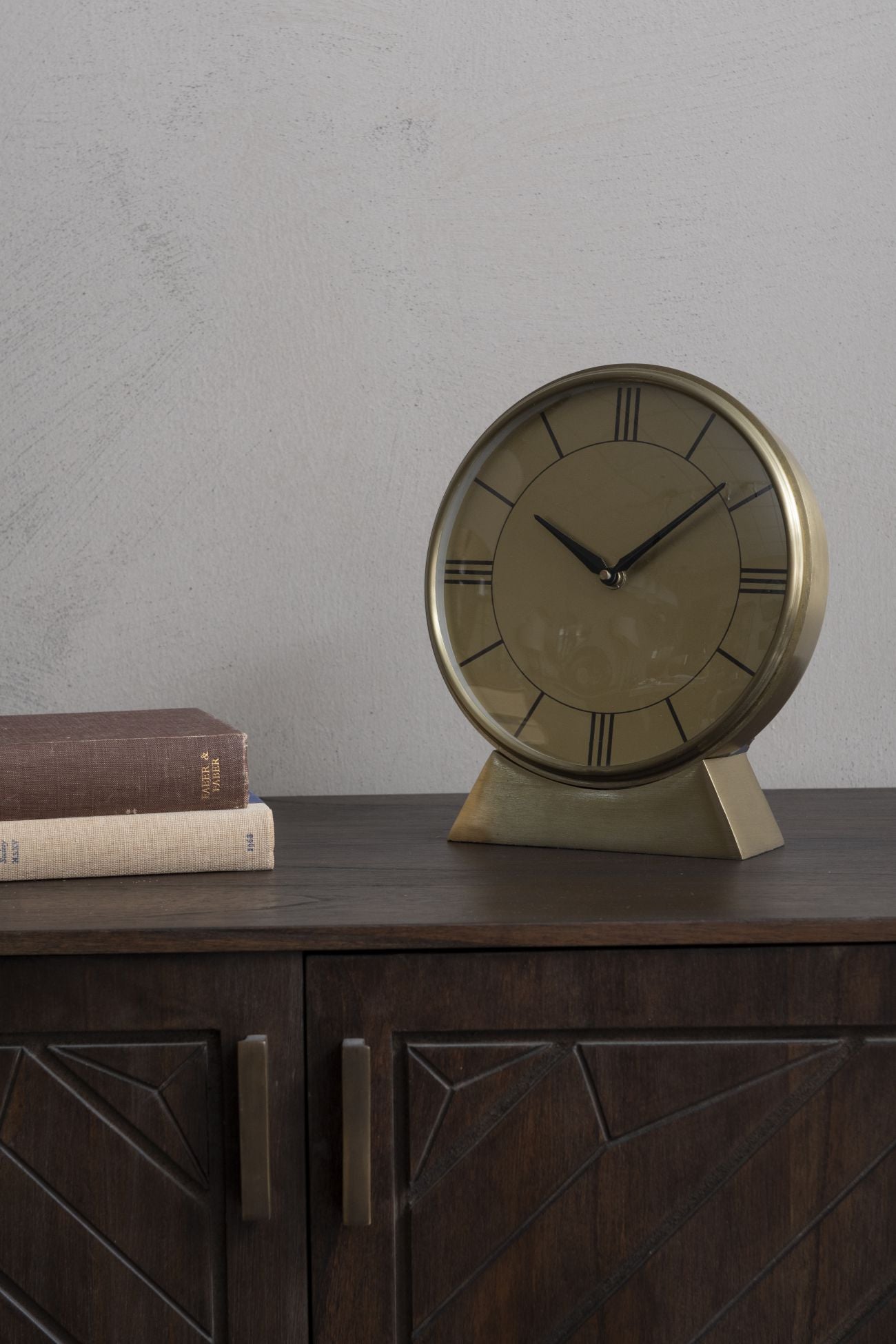 Whitmore Brass Round Mantel Clock