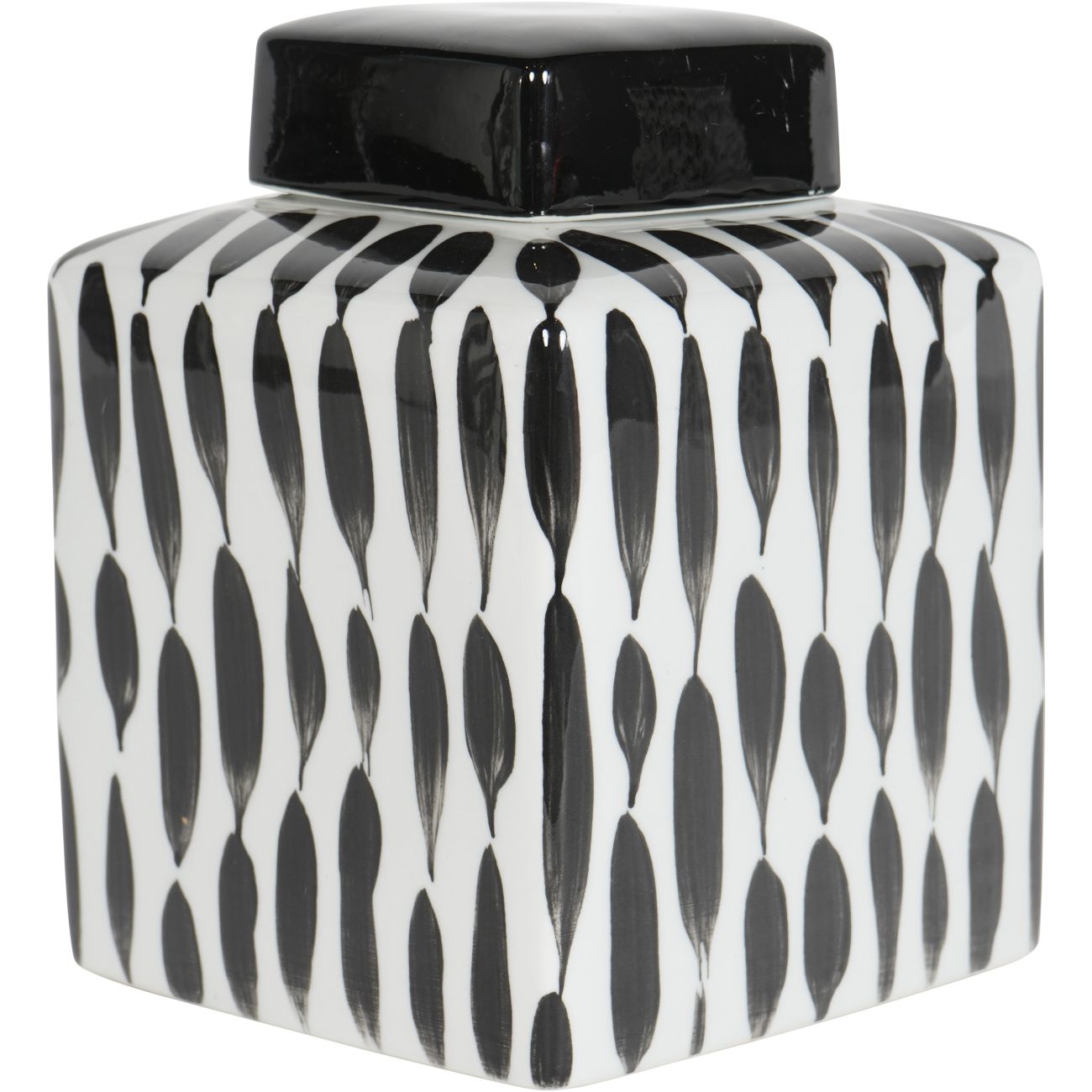 Black and White Vertical Stripes Square Jar Small 20cm