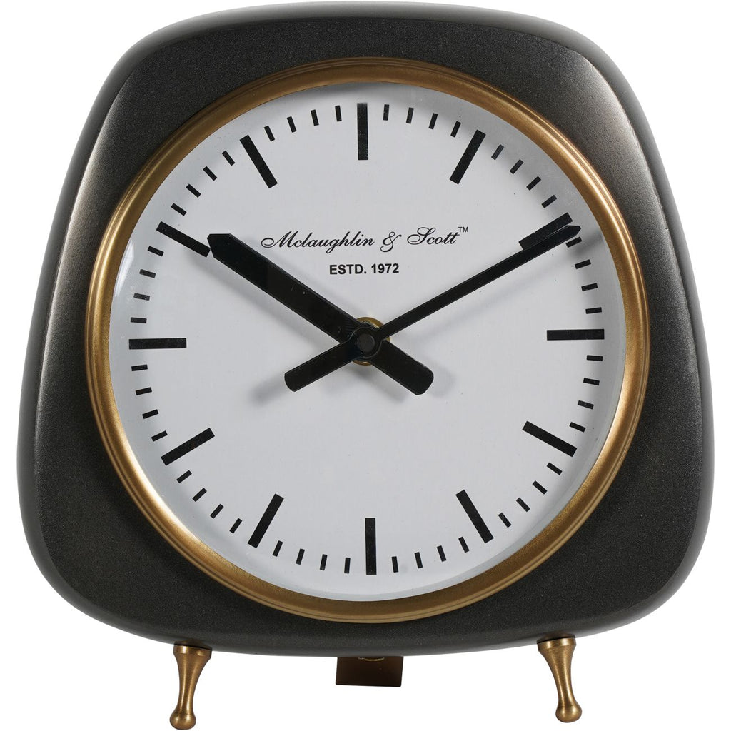 Mid Century Style Aluminium Table Clock Small