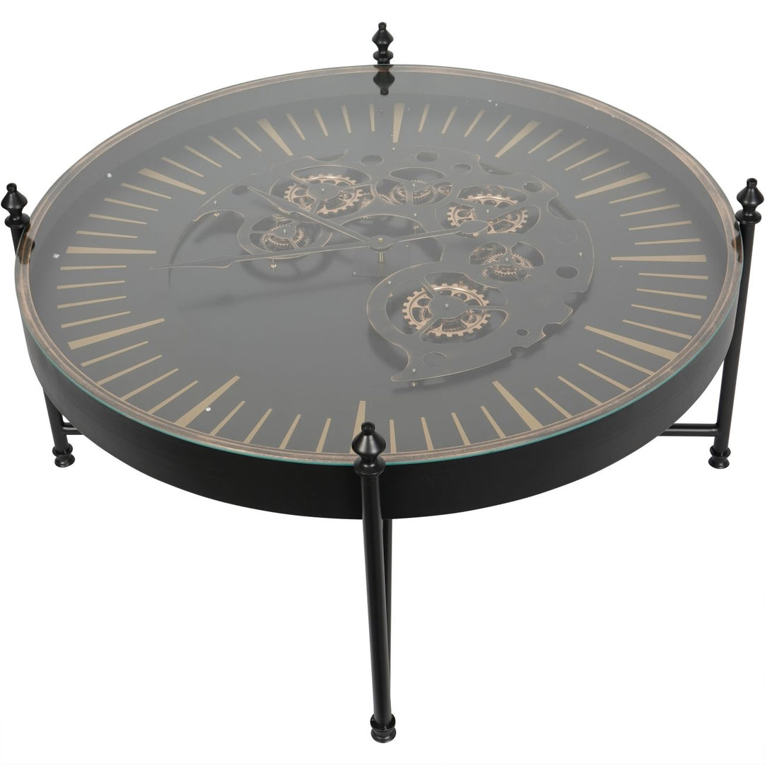 Palladium Clock Coffee Table Black &amp; Gold