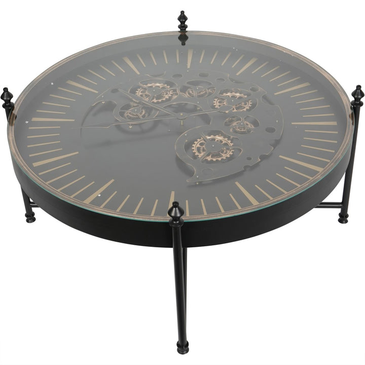 Palladium Clock Coffee Table Black &amp; Gold