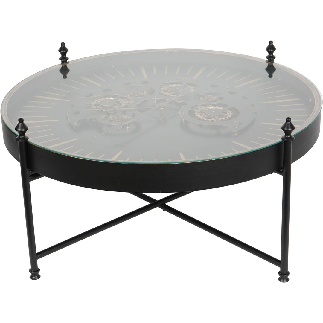 Palladium Clock Coffee Table Black &amp; Gold