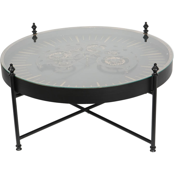 Palladium Clock Coffee Table Black &amp; Gold