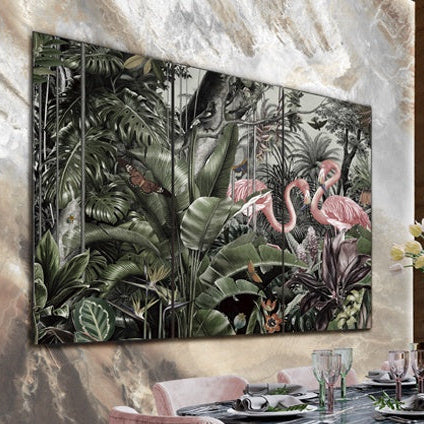 Triptico Flamencos Glass Wall Art