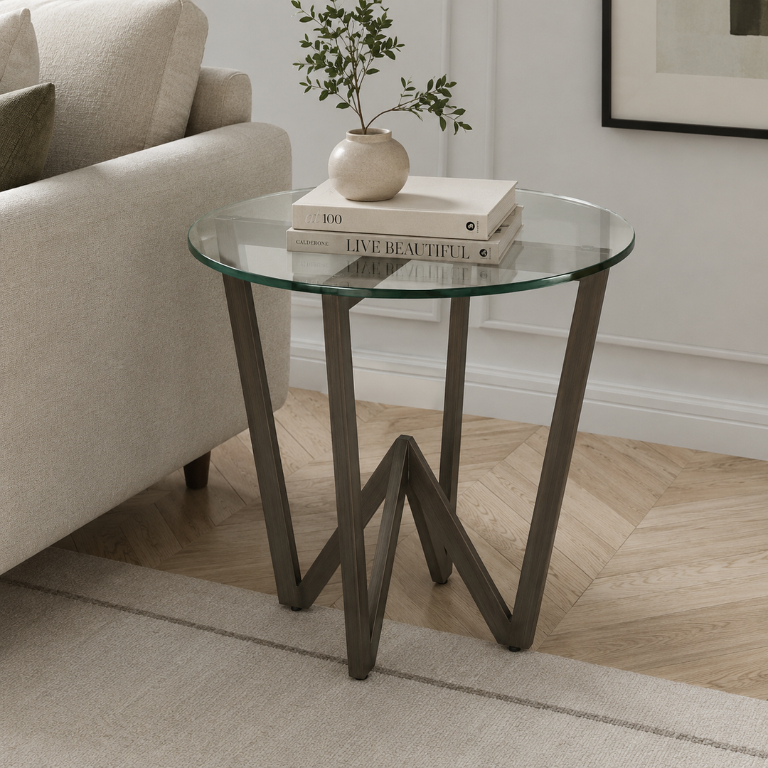 Argento Brass Round Lamp Table