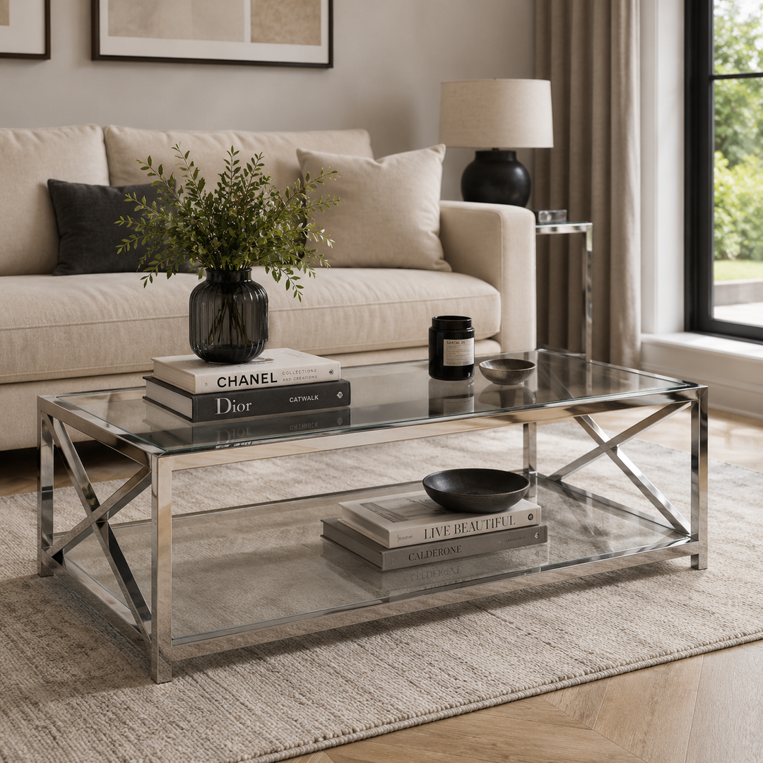Argento X Frame Coffee Table - Chrome