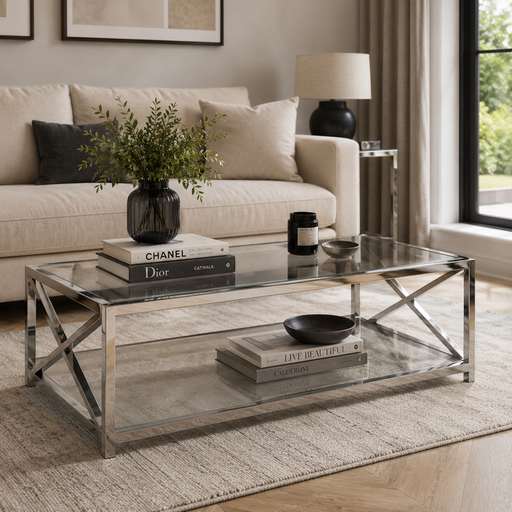 Argento X Frame Coffee Table - Chrome