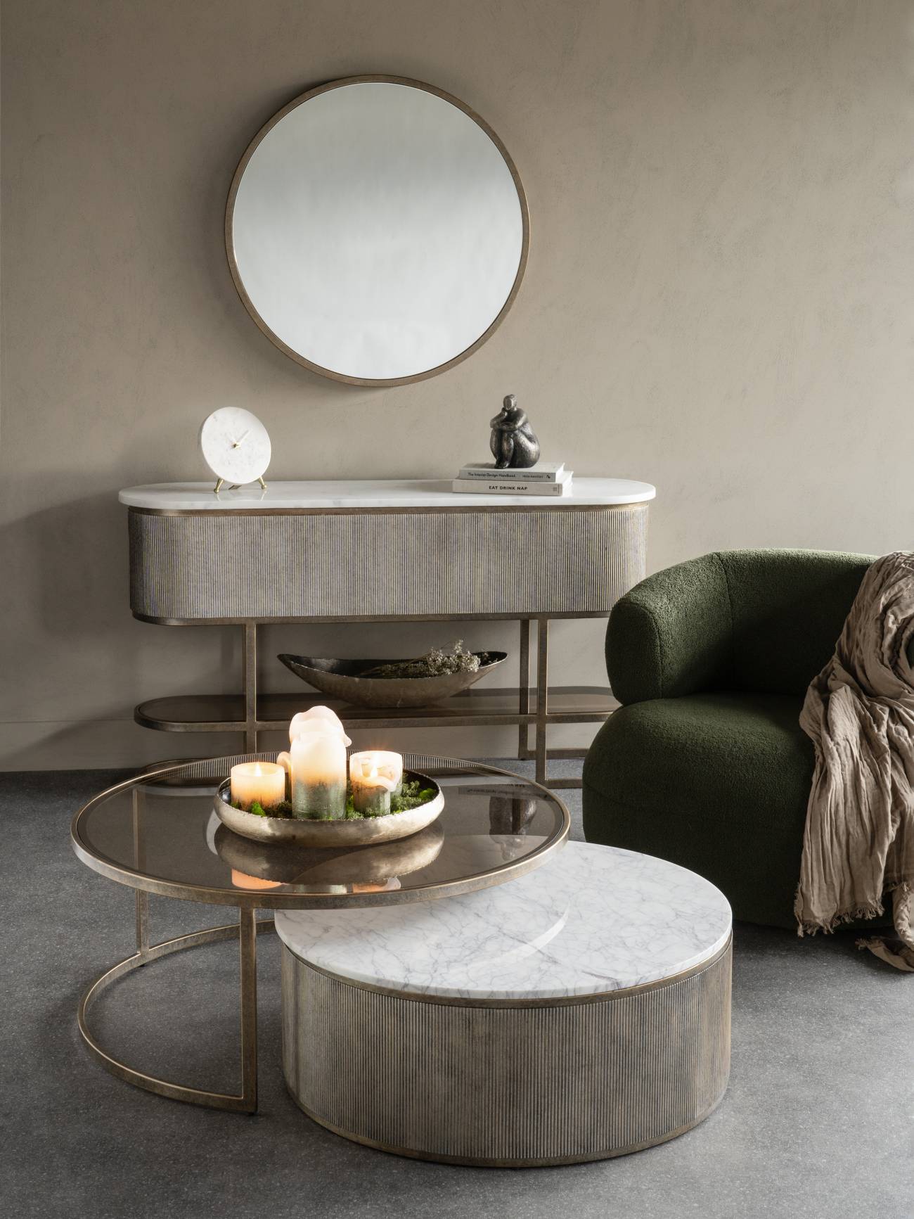 Brompton White Marble Gold Console Table