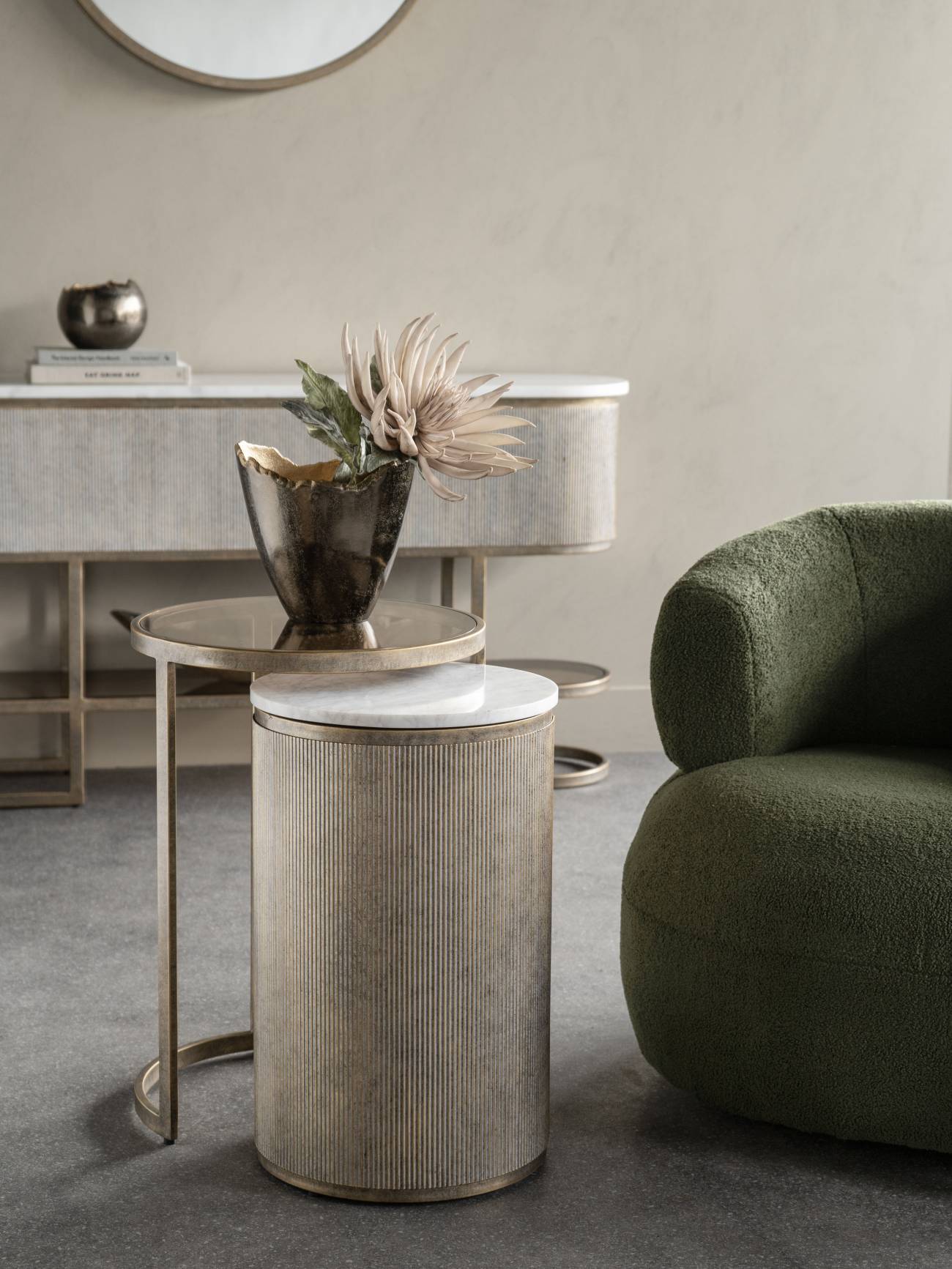 Brompton Aged Gold Nesting Side Table