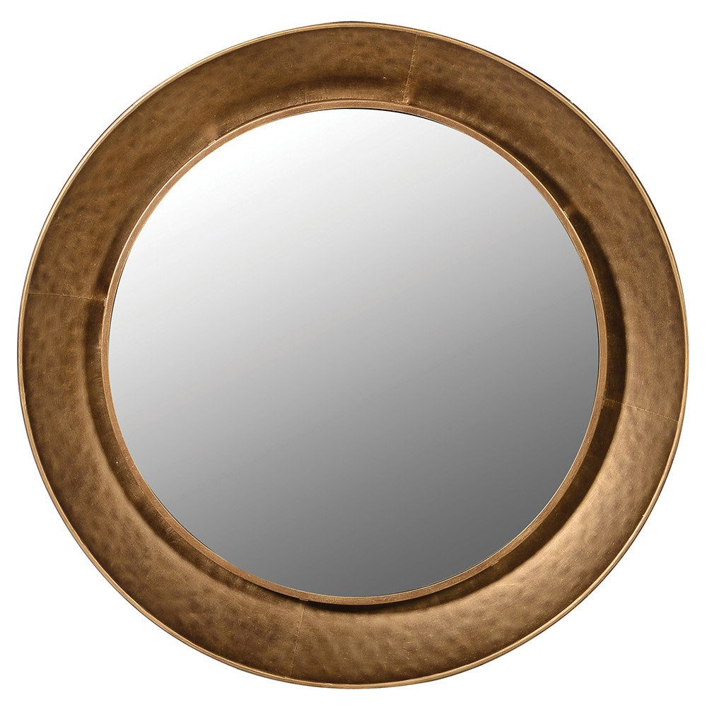 Gold Hammered Effect Round Wall Mirror