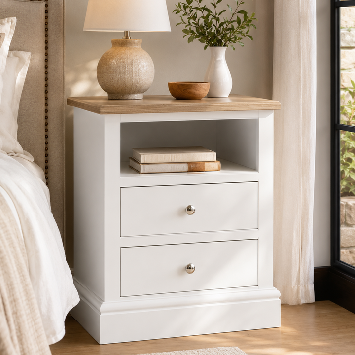 Hardwick Bedside 2 Drawer Open Top