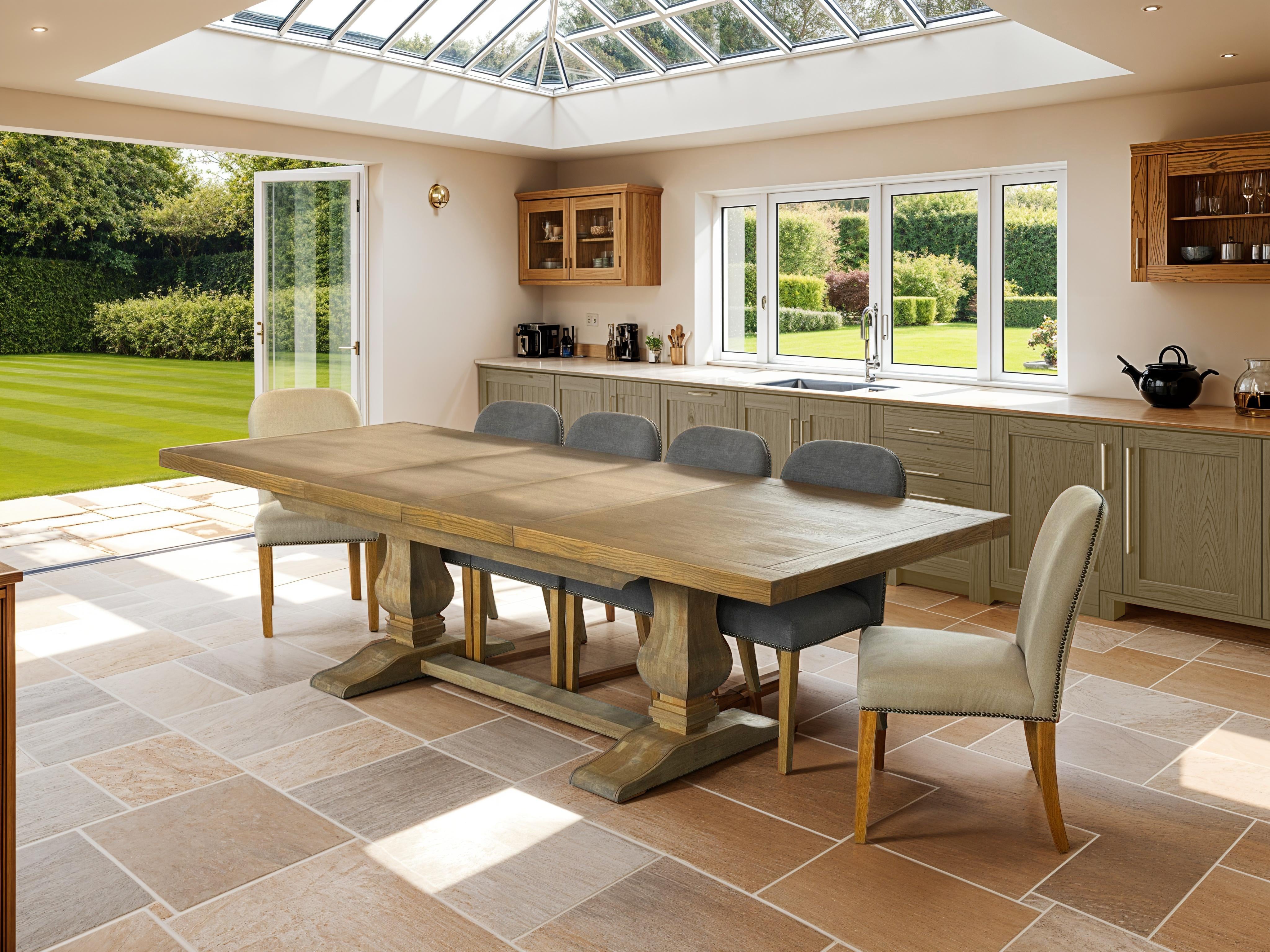 Keswick Oak Extending Dining Table - Grey Oiled