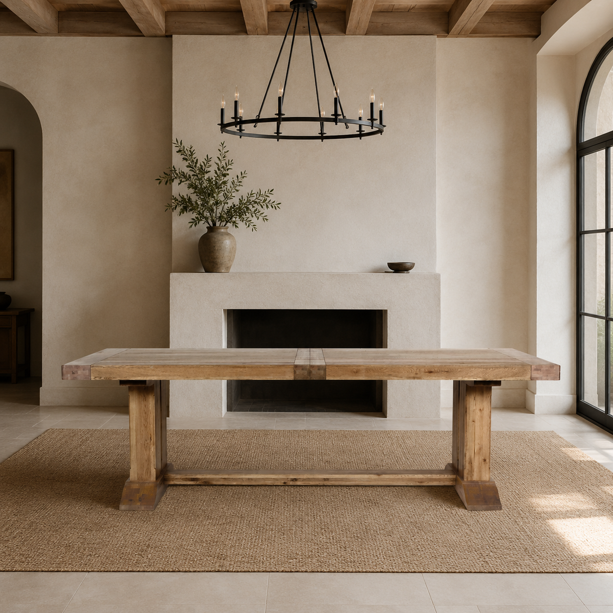Keswick Oak Grand Extending Dining Table - Grey Oiled