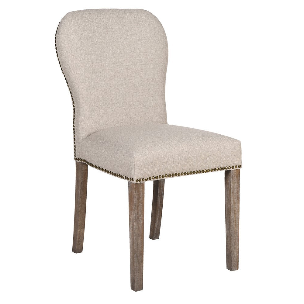 Beige Linen Dining Chair
