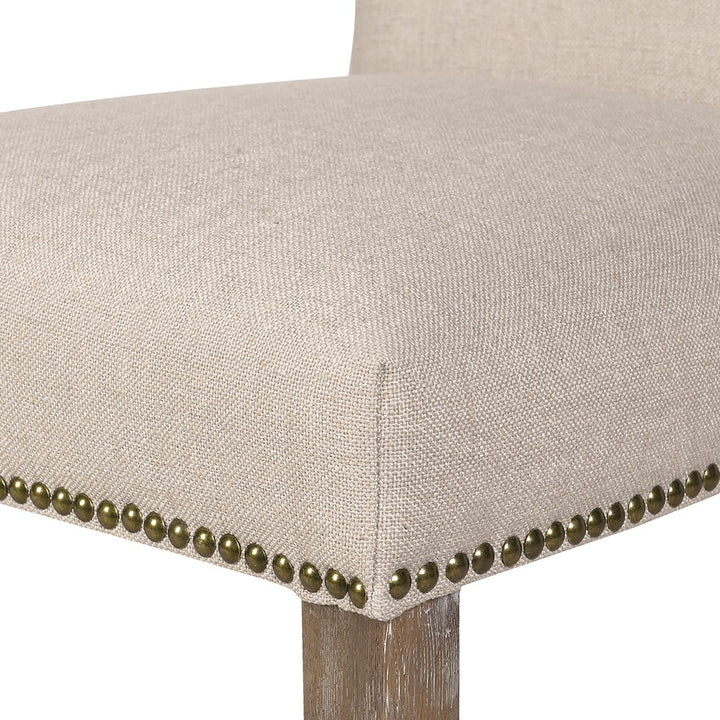 Beige Linen Dining Chair