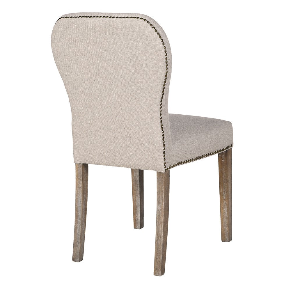 Beige Linen Dining Chair