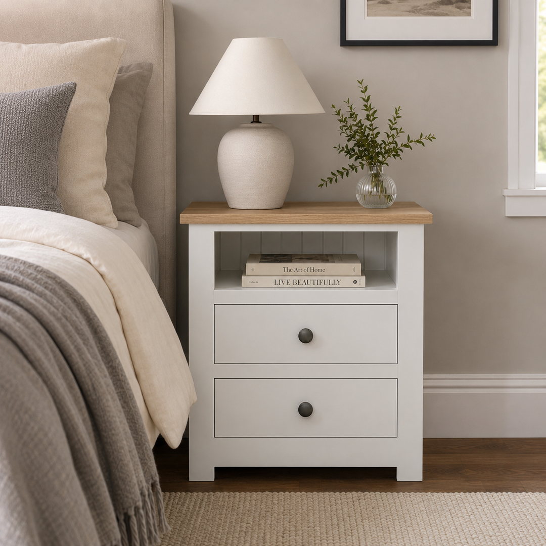 Lulworth Bedside 2 Drawer Open Top