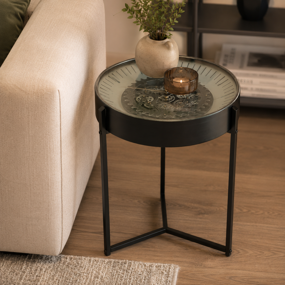 Palladium Lamp Table Clock with Moving Dials Black Nickel