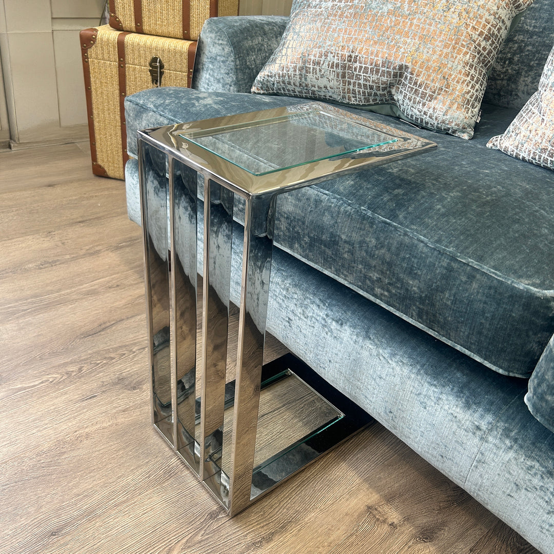 Steel Table with Glass Top