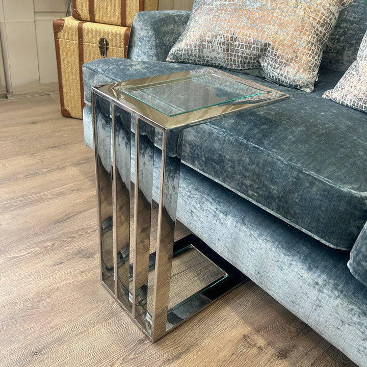 Steel Table with Glass Top