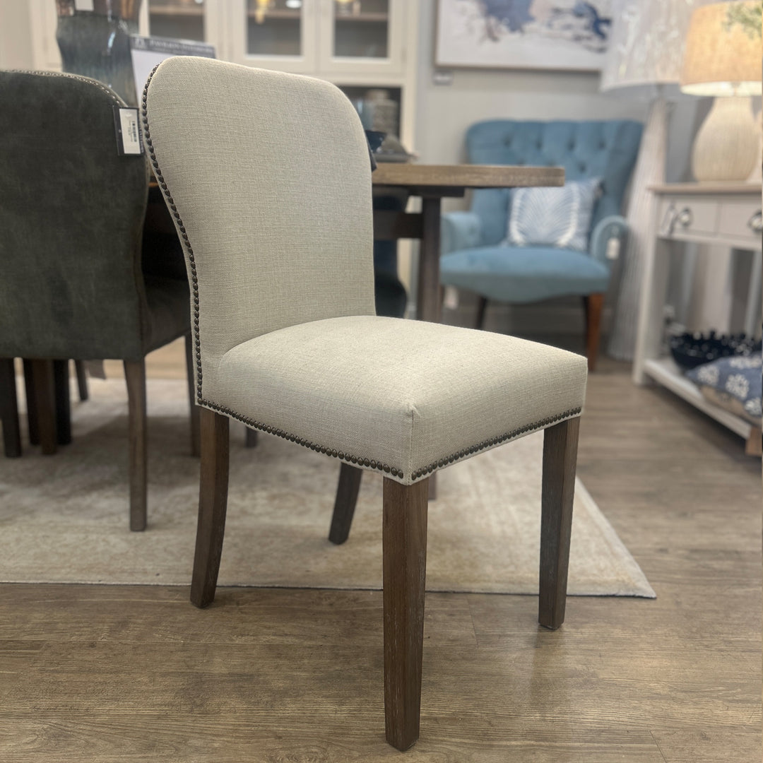 Beige Linen Dining Chair