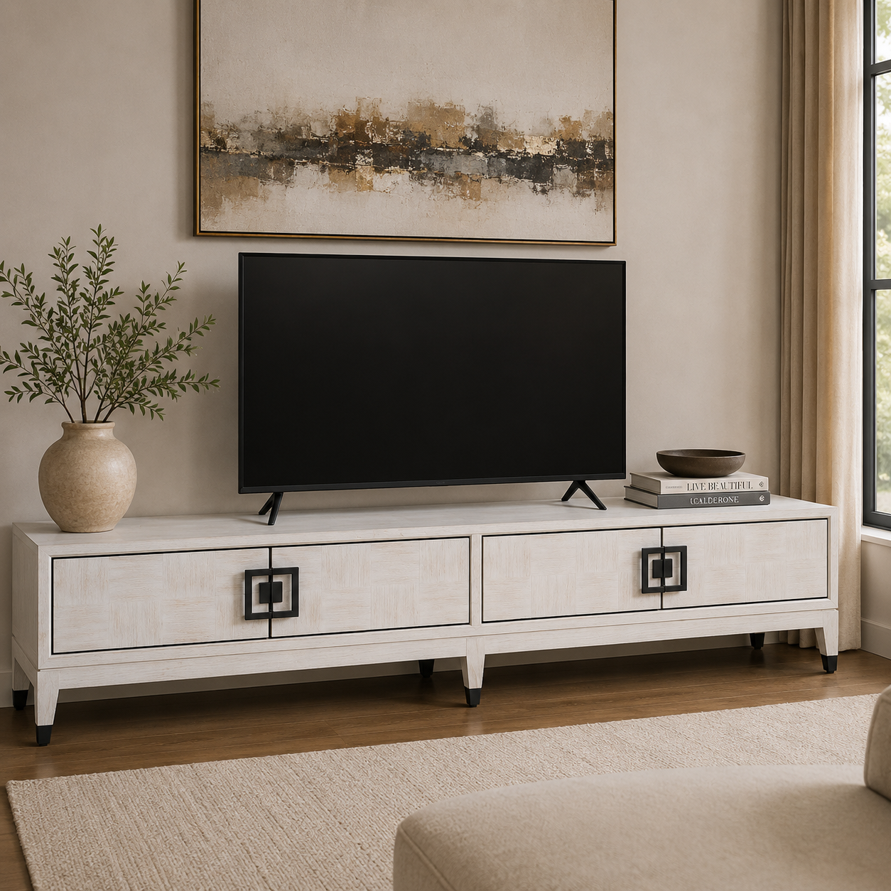 Cliveden White Wide TV Unit